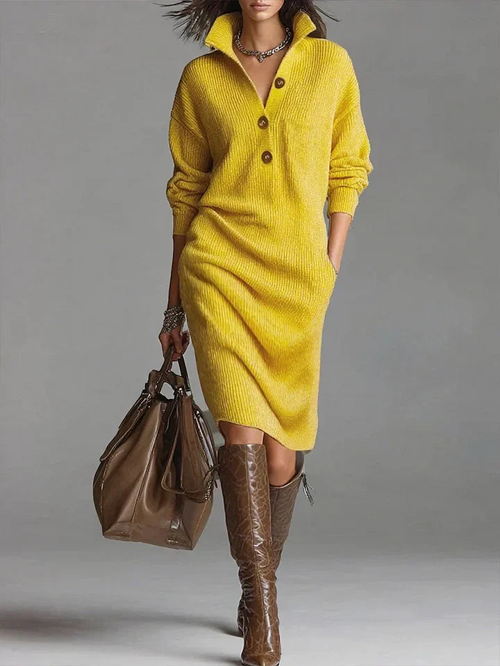 Tessa | Knit Dress with Collar & Buttons