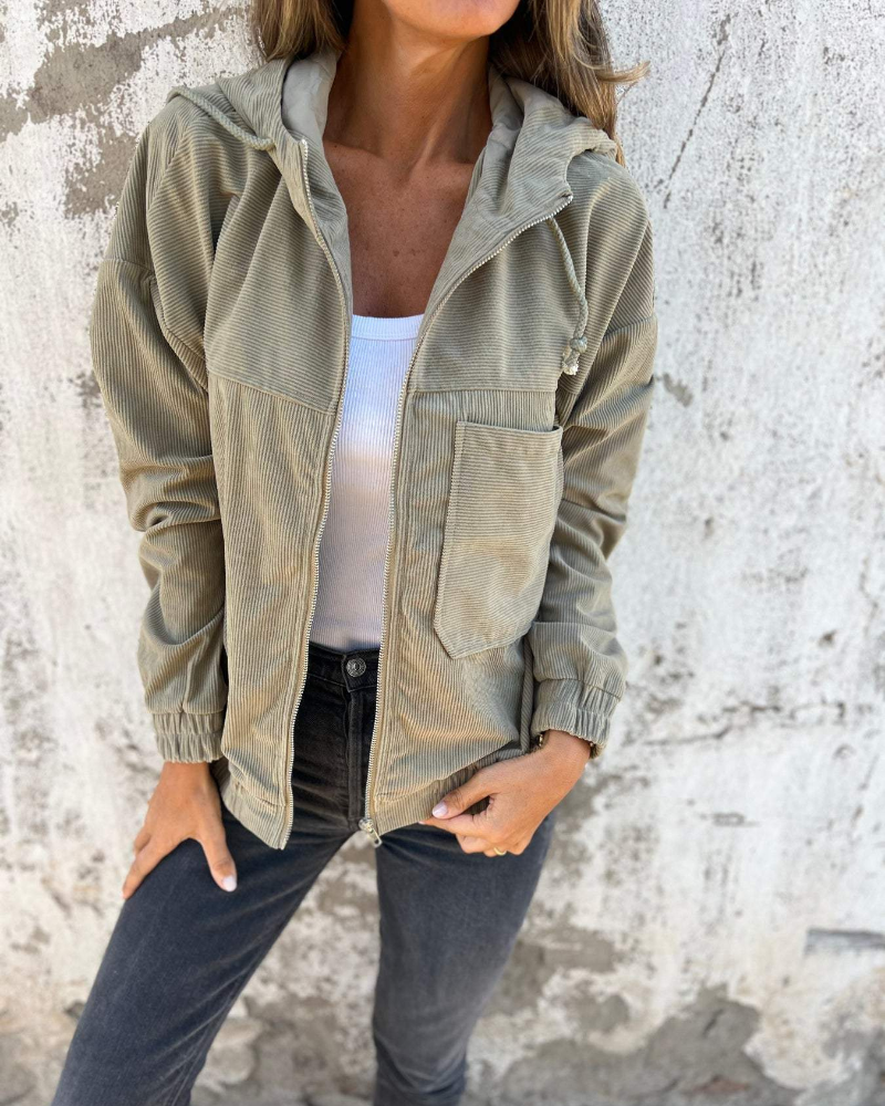 Ellen | Corduroy Hooded Jacket with Zip