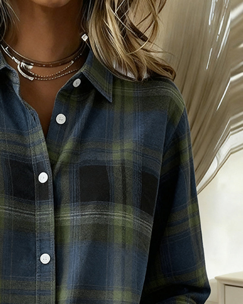 Aveline | Checked Shirt with Lapel Collar